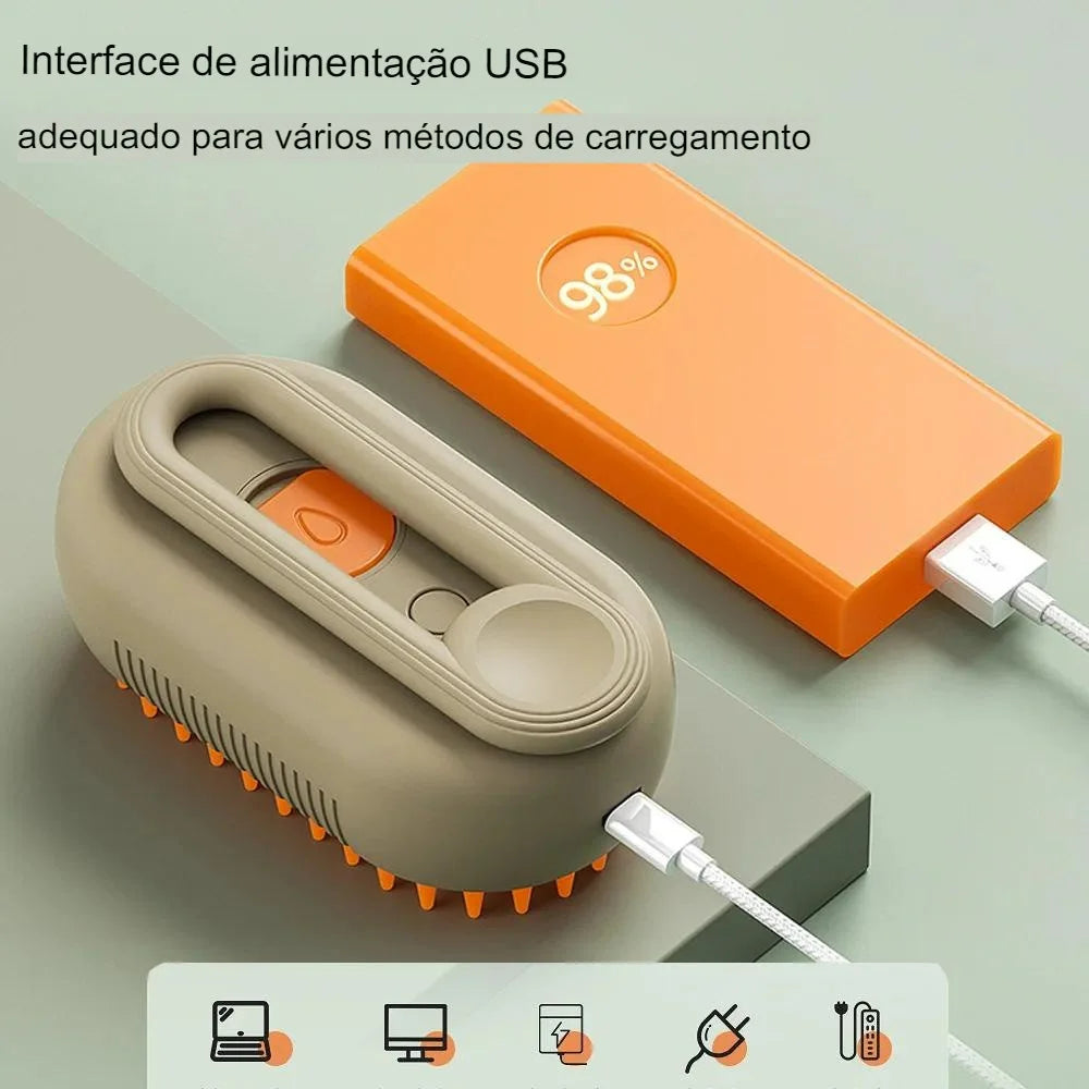 Escova Vaporizadora para Gatos e Cães