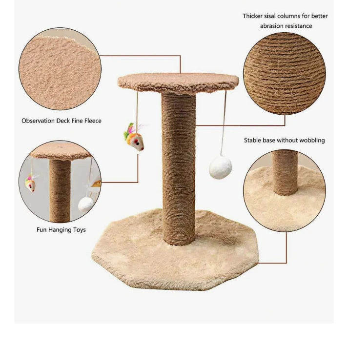 Arranhador Para Gatos Escalador Poste com Brinquedo Gato Duplo Exclusivo Cor Bege