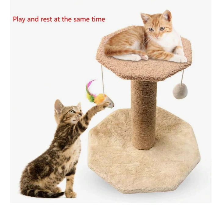 Arranhador Para Gatos Escalador Poste com Brinquedo Gato Duplo Exclusivo Cor Bege