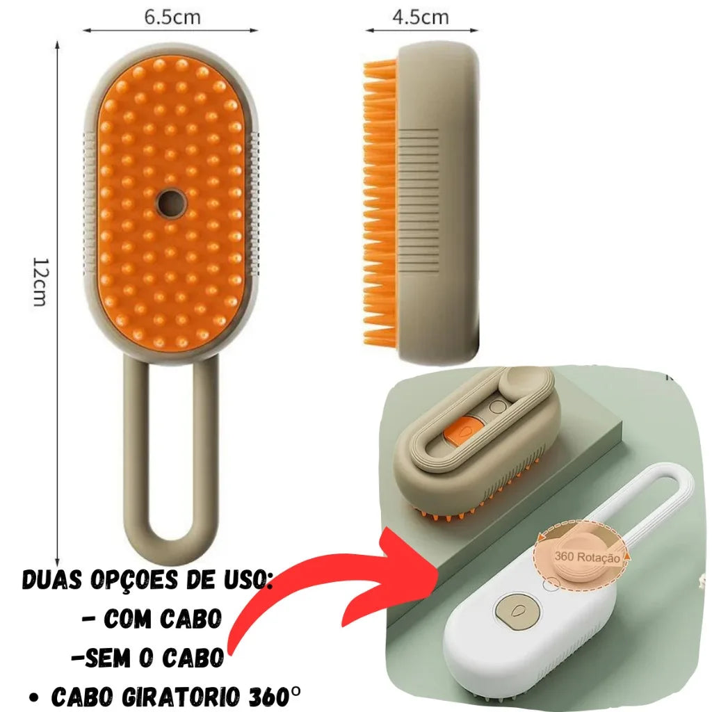 Escova Vaporizadora para Gatos e Cães