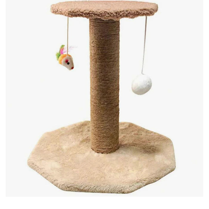 Arranhador Para Gatos Escalador Poste com Brinquedo Gato Duplo Exclusivo Cor Bege
