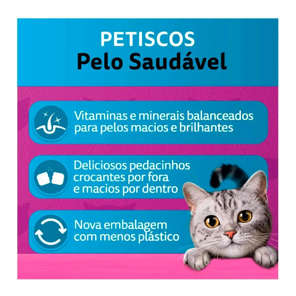 Kit com 12 Snacks Whiskas Temptations para Gatos Adultos – Petisco Crocante 40g