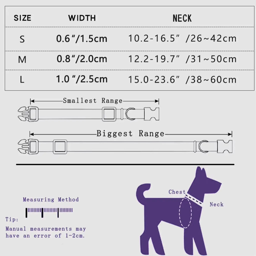 Coleira para cães com estampa de frutas e pingente de metal