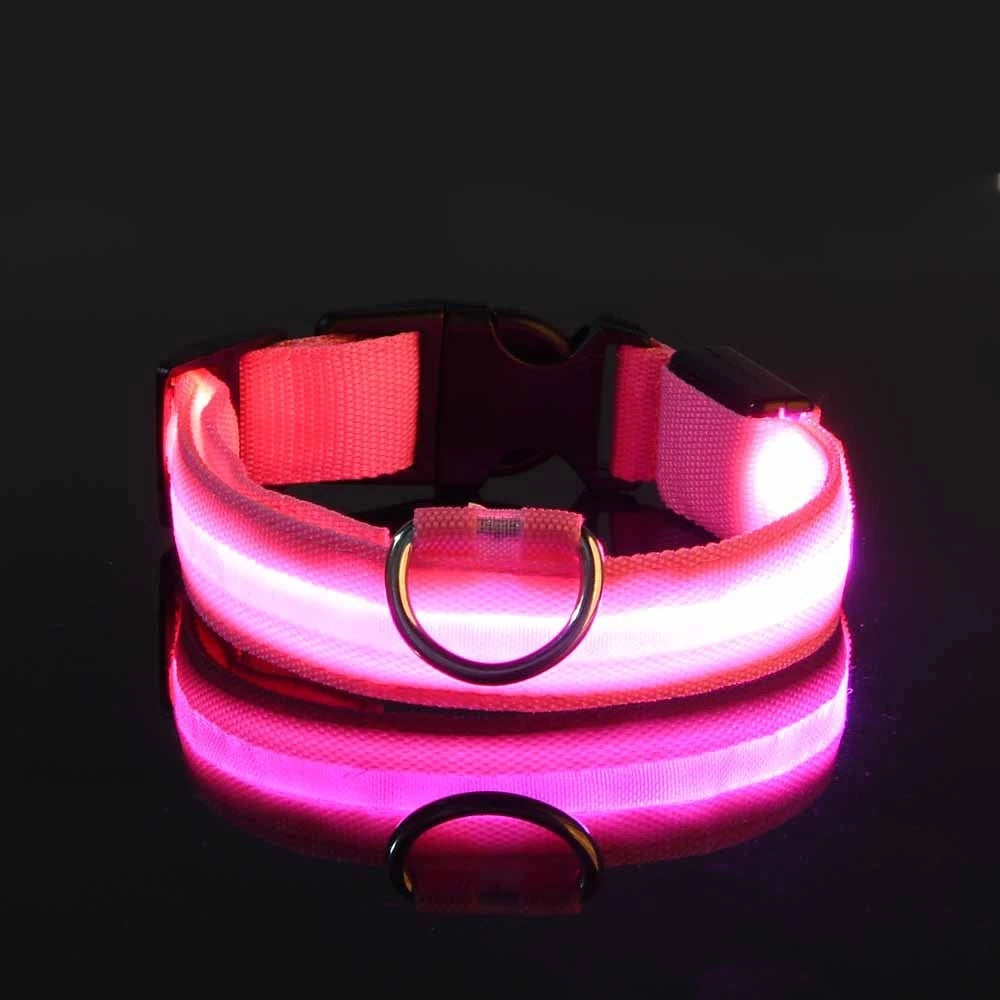 Coleira LED de Nylon para Cães
