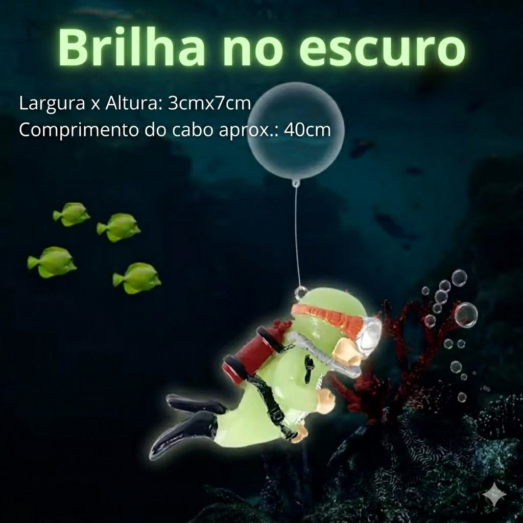 Mini Mergulhador Luminoso para Aquário
