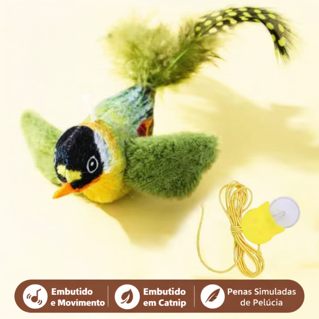 Brinquedo Pássaro Sonoro Interativo para Gatos