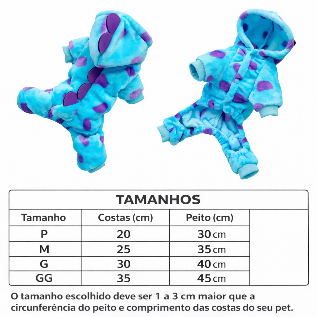 Casaco Pet Dinossauro com Capuz