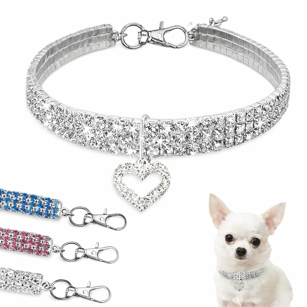 Coleira para Cães com Diamantes de Cristal
