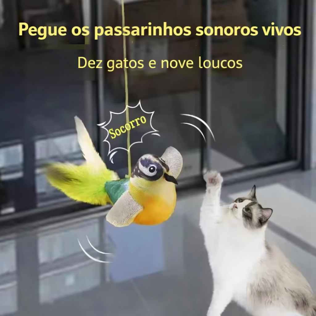 Brinquedo Pássaro Sonoro Interativo para Gatos
