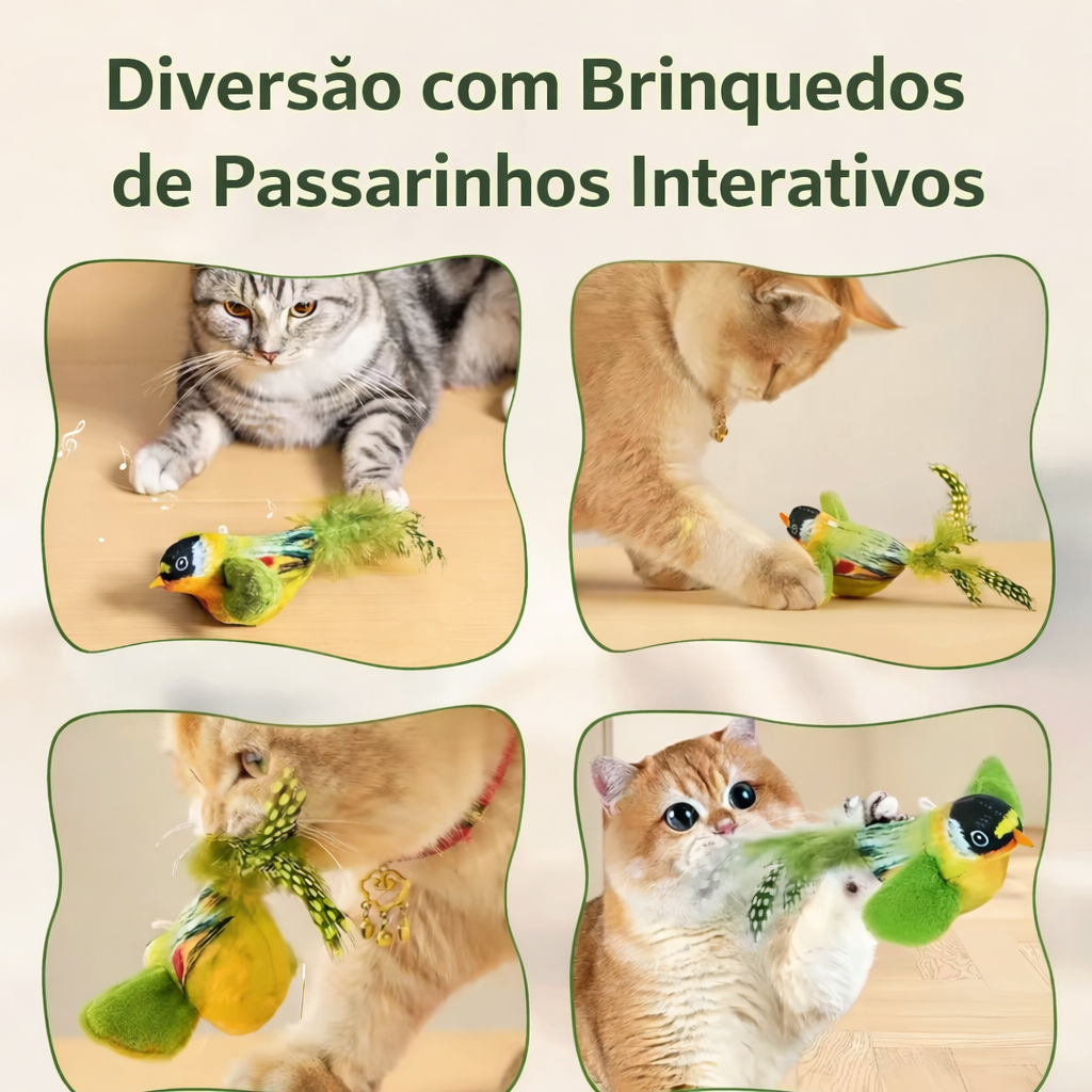 Brinquedo Pássaro Sonoro Interativo para Gatos