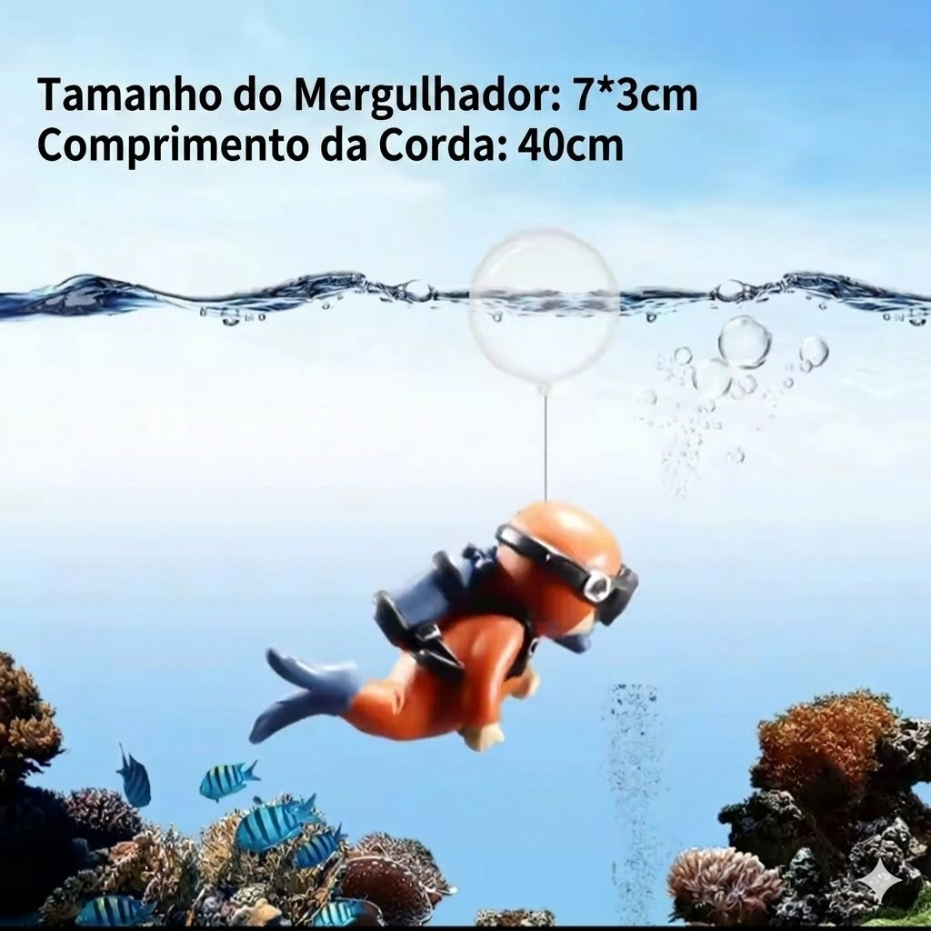 Mini Mergulhador Luminoso para Aquário